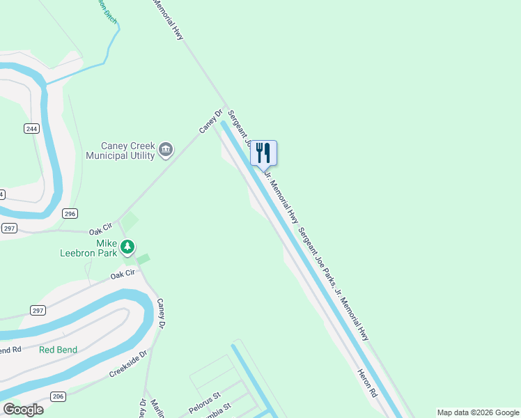 map of restaurants, bars, coffee shops, grocery stores, and more near 327 County Road 299 in Bay City