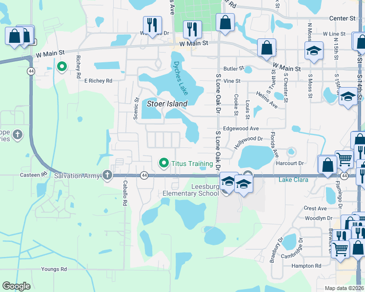 map of restaurants, bars, coffee shops, grocery stores, and more near 2338 Conestoga Drive in Leesburg