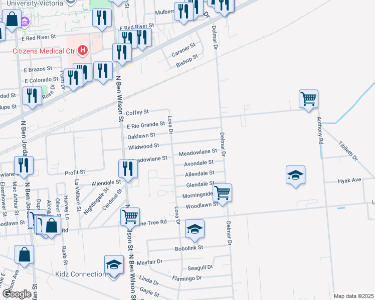 map of restaurants, bars, coffee shops, grocery stores, and more near 3307 Wildwood Street in Victoria