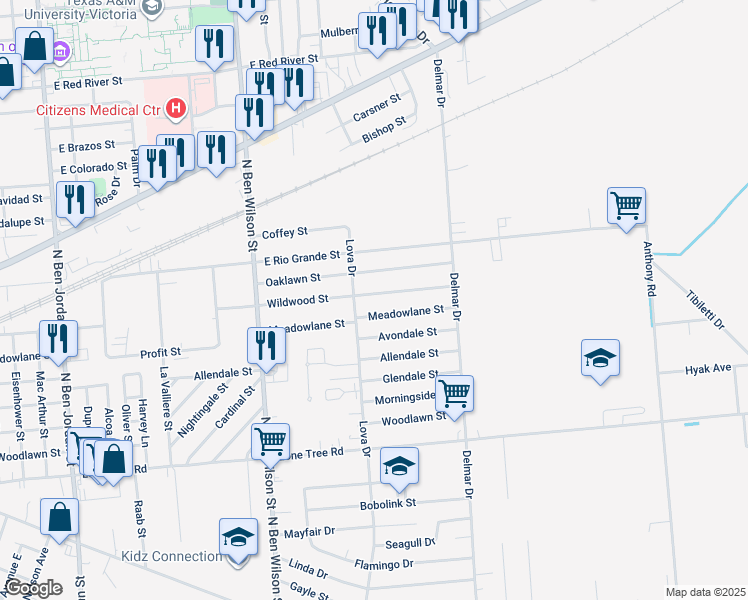 map of restaurants, bars, coffee shops, grocery stores, and more near 3307 Wildwood Street in Victoria