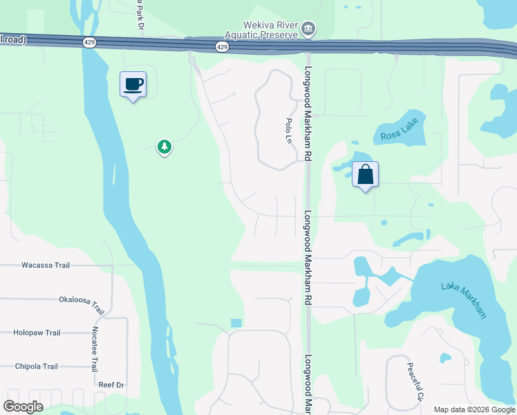 map of restaurants, bars, coffee shops, grocery stores, and more near 267 Osprey Hammock Trail in Sanford