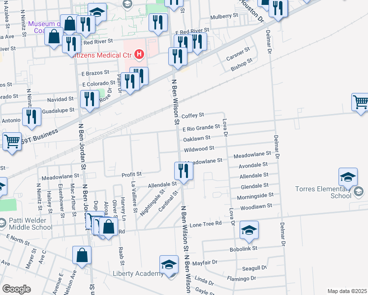 map of restaurants, bars, coffee shops, grocery stores, and more near 2904 Wildwood Street in Victoria