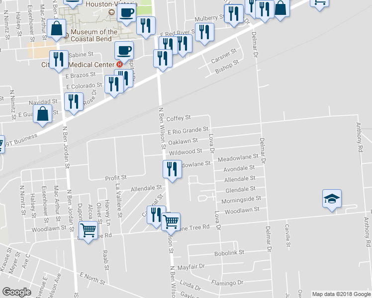 map of restaurants, bars, coffee shops, grocery stores, and more near 3008 Wildwood Street in Victoria