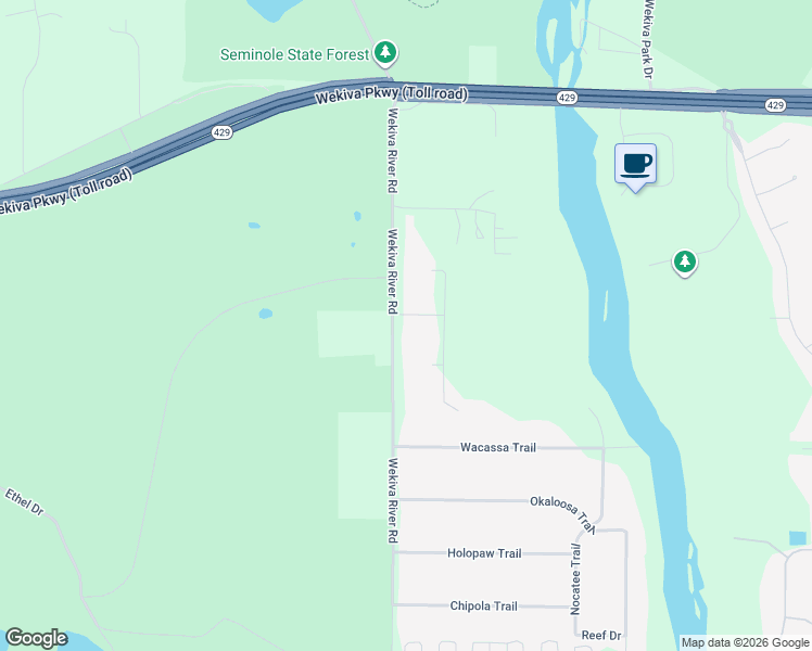 map of restaurants, bars, coffee shops, grocery stores, and more near 31442 Wekiva River Road in Sorrento