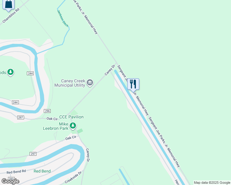 map of restaurants, bars, coffee shops, grocery stores, and more near 213 County Road 299 in Bay City