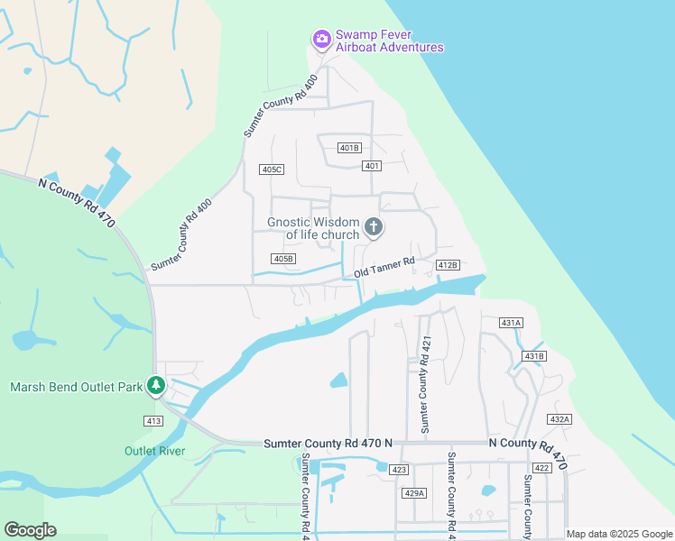 map of restaurants, bars, coffee shops, grocery stores, and more near 2438 County Road 412 in Lake Panasoffkee