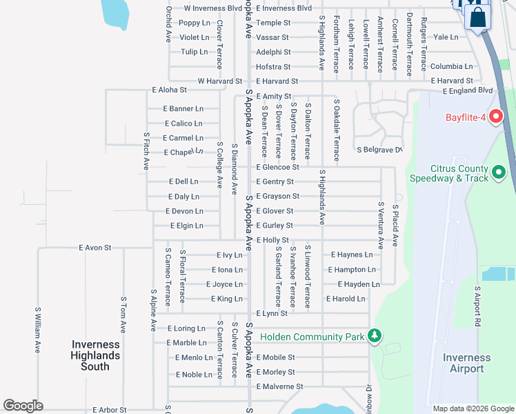 map of restaurants, bars, coffee shops, grocery stores, and more near 6375 East Glover Street in Inverness