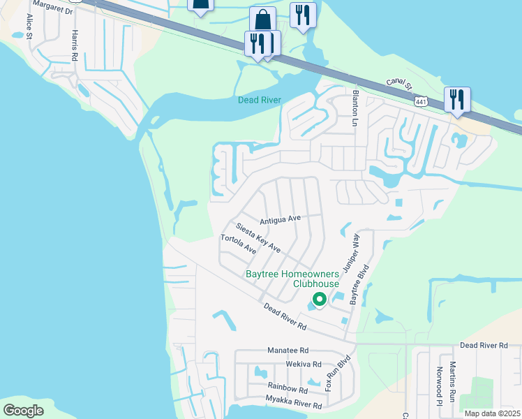 map of restaurants, bars, coffee shops, grocery stores, and more near 4506 Manica Drive in Tavares