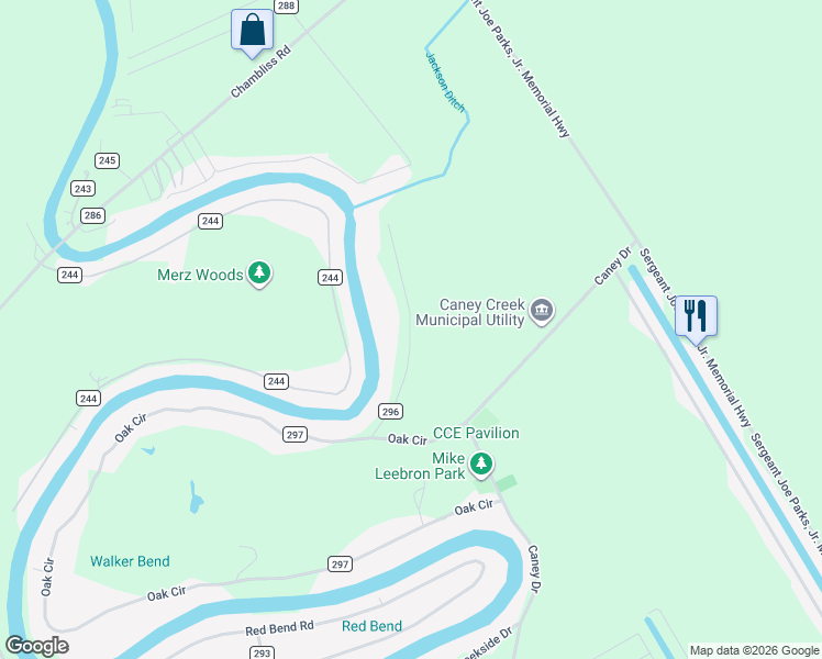 map of restaurants, bars, coffee shops, grocery stores, and more near County Road 296 in Sargent