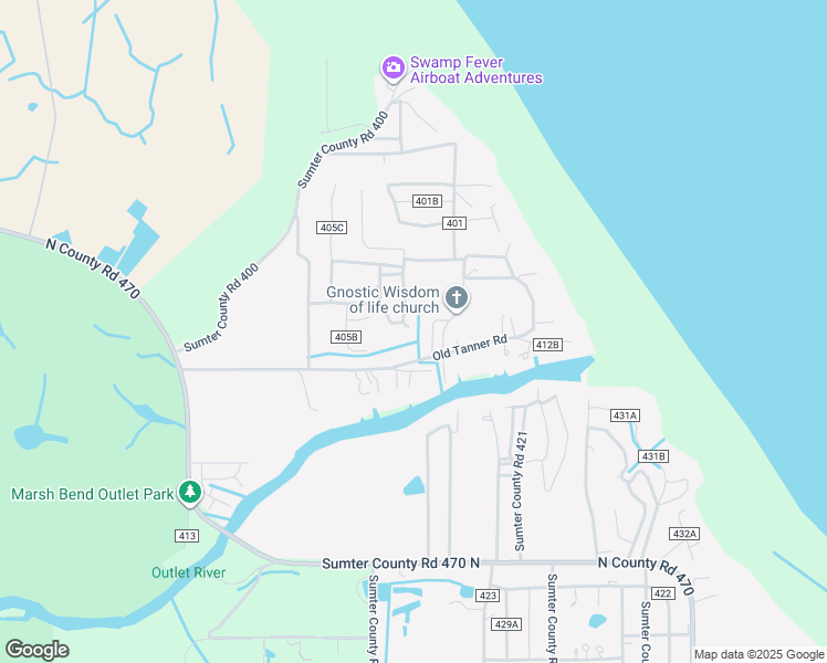 map of restaurants, bars, coffee shops, grocery stores, and more near 2438 County Road 412 in Lake Panasoffkee