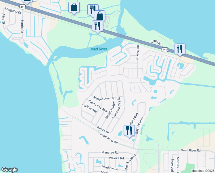 map of restaurants, bars, coffee shops, grocery stores, and more near 4465 Caicos Drive in Tavares