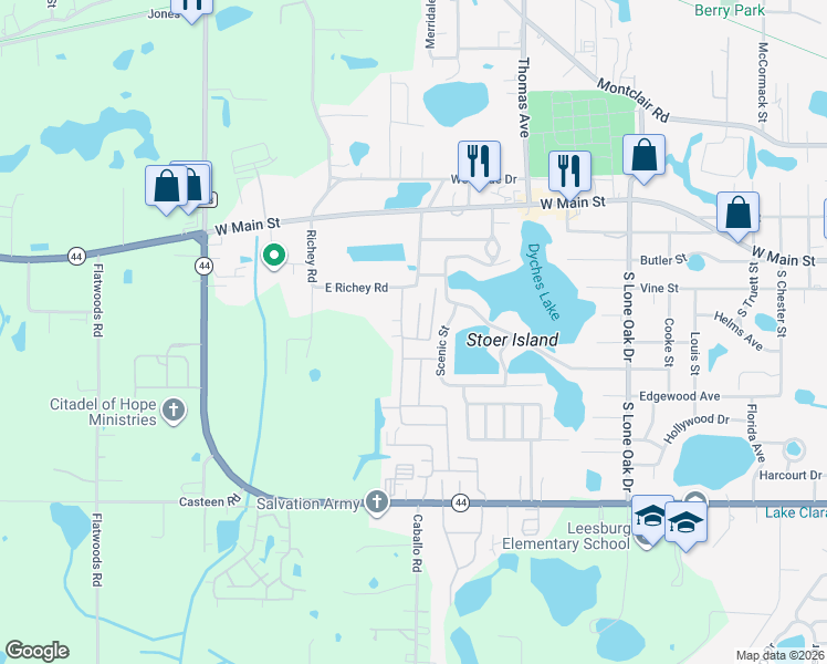 map of restaurants, bars, coffee shops, grocery stores, and more near 518 Old Colony Road in Leesburg