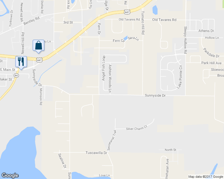 map of restaurants, bars, coffee shops, grocery stores, and more near 414 Ashton Woods Lane in Leesburg