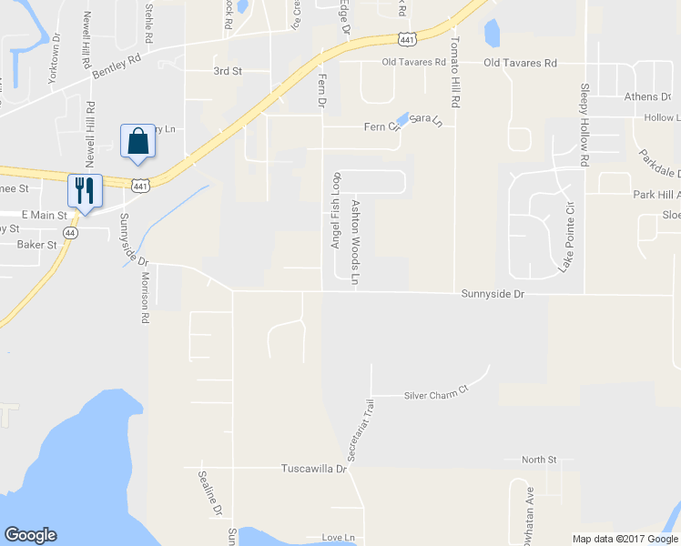 map of restaurants, bars, coffee shops, grocery stores, and more near 2250 Angel Fish Loop in Leesburg