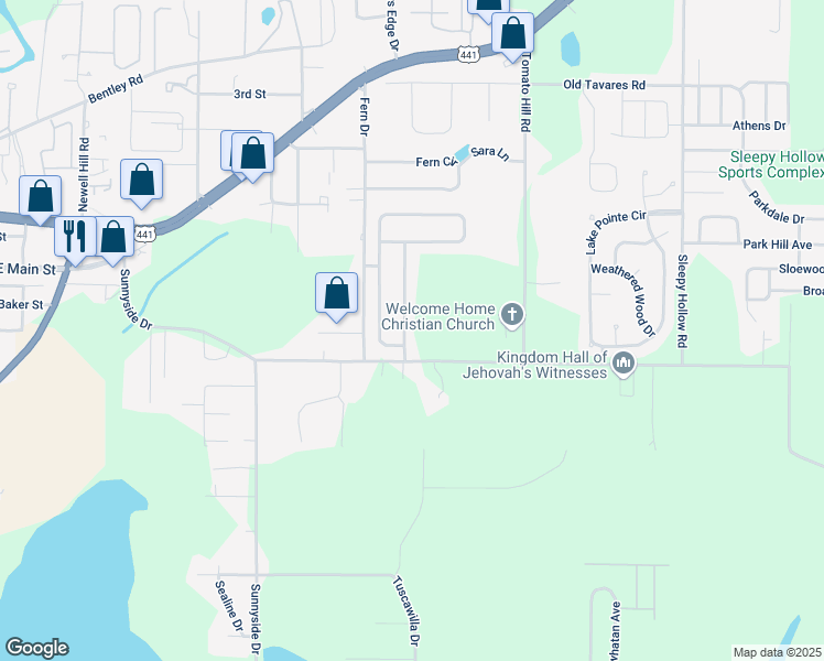 map of restaurants, bars, coffee shops, grocery stores, and more near 414 Ashton Woods Lane in Leesburg