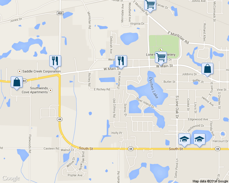 map of restaurants, bars, coffee shops, grocery stores, and more near 513 Old Colony Road in Leesburg