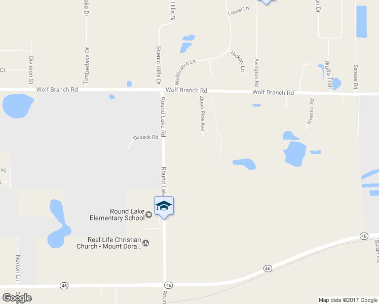 map of restaurants, bars, coffee shops, grocery stores, and more near 31628 Round Lake Road in Mount Dora