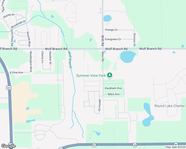 map of restaurants, bars, coffee shops, grocery stores, and more near 1741 Niles Road in Mount Dora