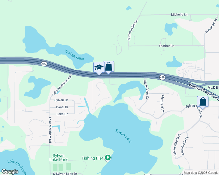map of restaurants, bars, coffee shops, grocery stores, and more near 6930 Tallow Tree Road in Sanford