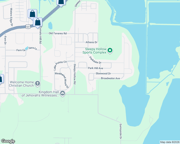 map of restaurants, bars, coffee shops, grocery stores, and more near 7541 Sloewood Drive in Leesburg