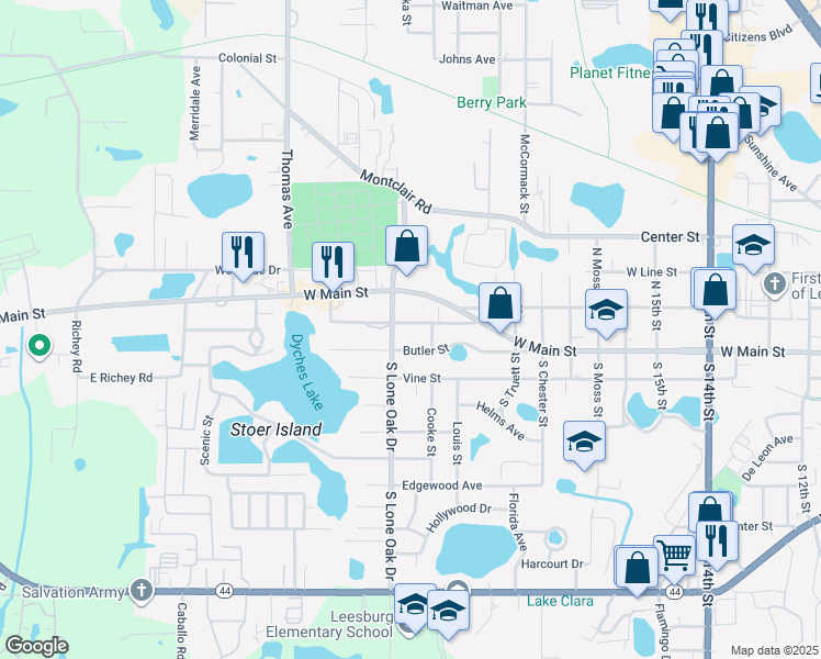 map of restaurants, bars, coffee shops, grocery stores, and more near 2207 Jobbins Drive in Leesburg
