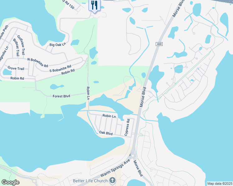 map of restaurants, bars, coffee shops, grocery stores, and more near 23101 Sandalwood Drive in Wildwood