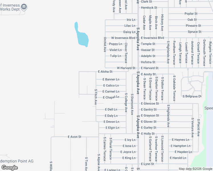 map of restaurants, bars, coffee shops, grocery stores, and more near 6000 East Calico Lane in Inverness