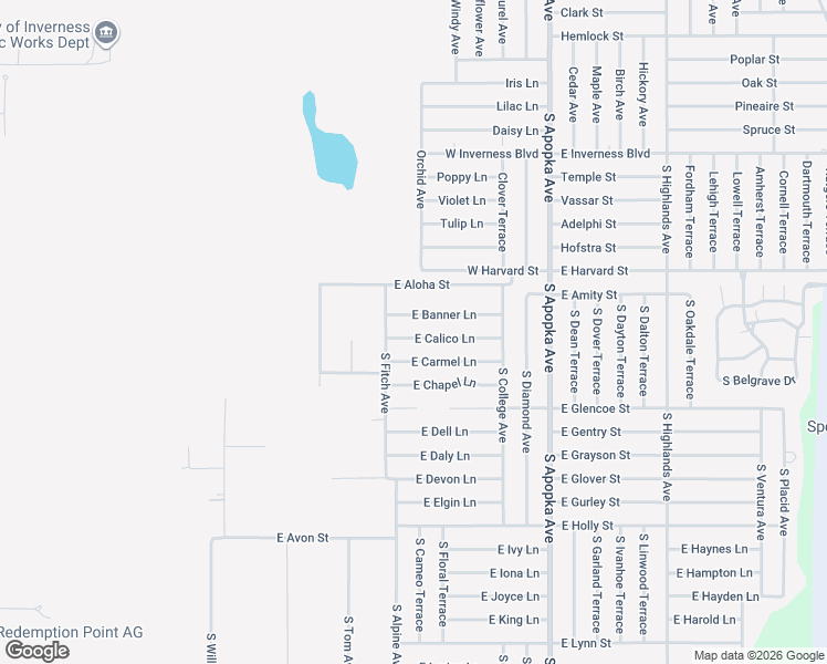 map of restaurants, bars, coffee shops, grocery stores, and more near 6000 East Calico Lane in Inverness