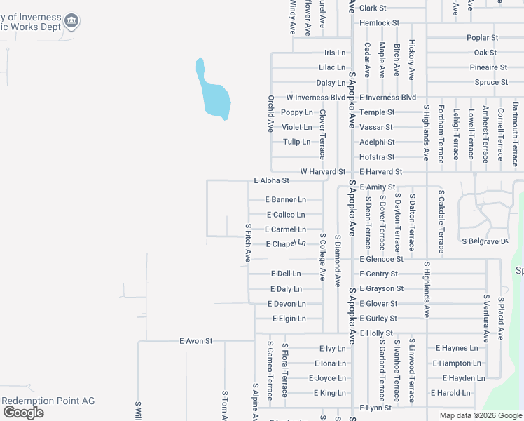 map of restaurants, bars, coffee shops, grocery stores, and more near 5955 East Calico Lane in Inverness