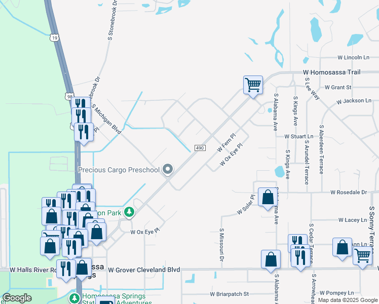 map of restaurants, bars, coffee shops, grocery stores, and more near 8085 West Homosassa Trail in Homosassa