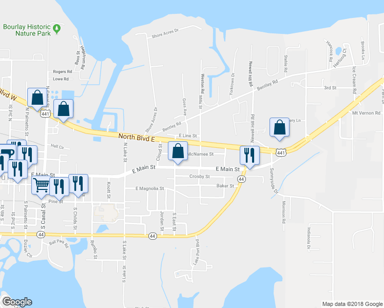 map of restaurants, bars, coffee shops, grocery stores, and more near 1025 McNamee Street in Leesburg