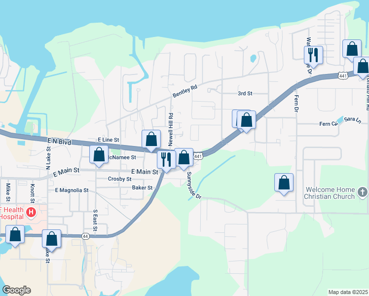 map of restaurants, bars, coffee shops, grocery stores, and more near 1416 North Boulevard East in Leesburg