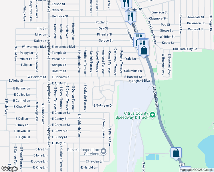 map of restaurants, bars, coffee shops, grocery stores, and more near 3335 South Whitechappel Point in Inverness