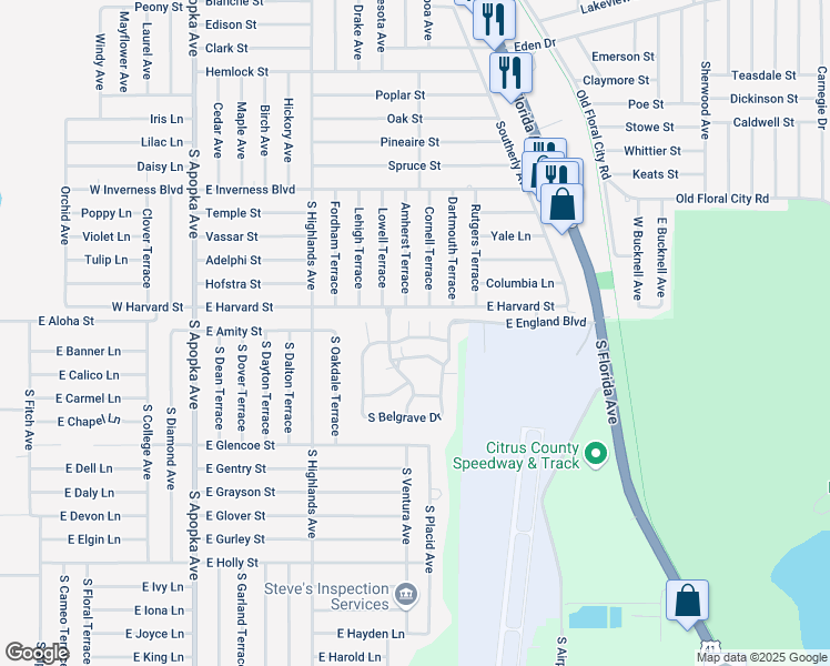 map of restaurants, bars, coffee shops, grocery stores, and more near 3335 South Whitechappel Point in Inverness