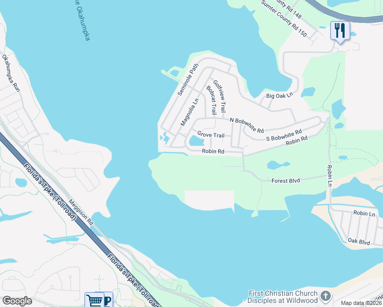 map of restaurants, bars, coffee shops, grocery stores, and more near 5 Robin Road in Wildwood