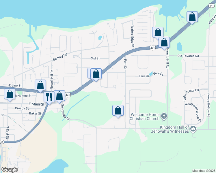 map of restaurants, bars, coffee shops, grocery stores, and more near 302 Nebraska Avenue in Leesburg