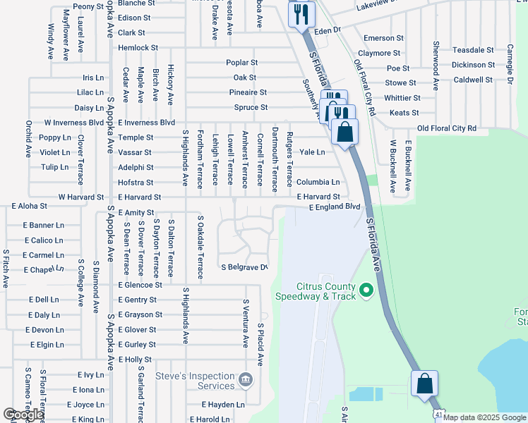map of restaurants, bars, coffee shops, grocery stores, and more near 3335 South Whitechappel Point in Inverness