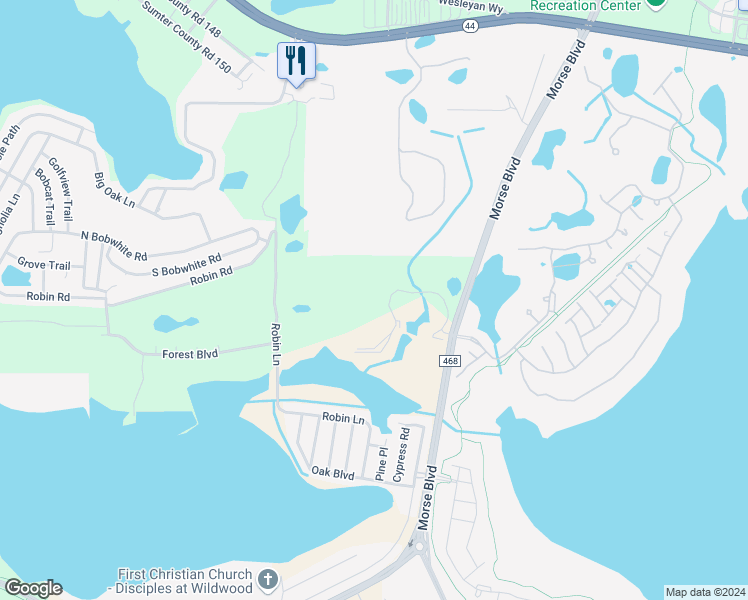 map of restaurants, bars, coffee shops, grocery stores, and more near 15101 Sandalwood Drive in Wildwood