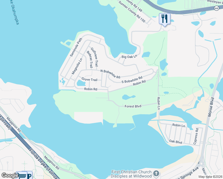 map of restaurants, bars, coffee shops, grocery stores, and more near 38 Robin Rd in Wildwood