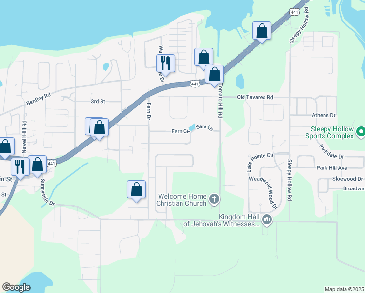 map of restaurants, bars, coffee shops, grocery stores, and more near 6835 Fern Circle in Leesburg