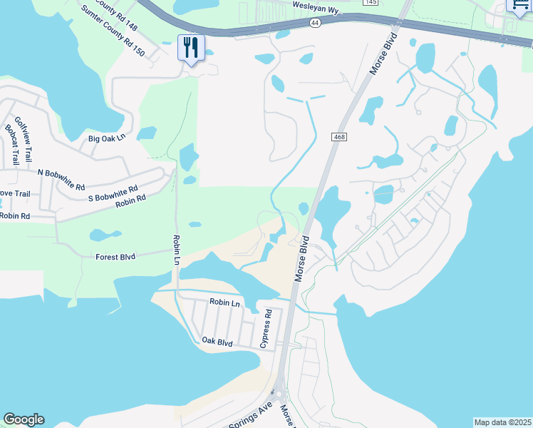 map of restaurants, bars, coffee shops, grocery stores, and more near 13202 Sandalwood Drive in Wildwood
