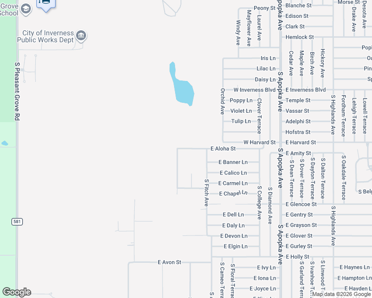 map of restaurants, bars, coffee shops, grocery stores, and more near 5820 East Aloha Street in Inverness