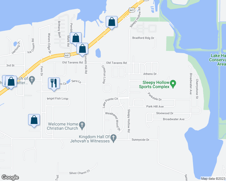 map of restaurants, bars, coffee shops, grocery stores, and more near 401 Crestrun Loop in Leesburg
