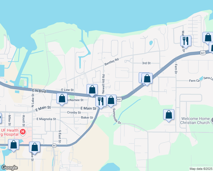 map of restaurants, bars, coffee shops, grocery stores, and more near 406 Newell Hill Road in Leesburg