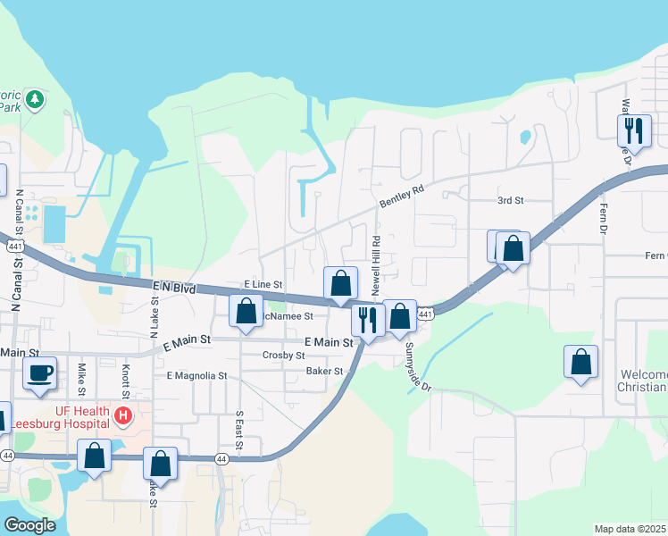 map of restaurants, bars, coffee shops, grocery stores, and more near 1175 Bentley Road in Leesburg