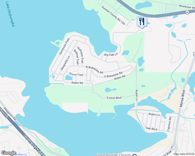 map of restaurants, bars, coffee shops, grocery stores, and more near 7 South Bobwhite Road in Wildwood