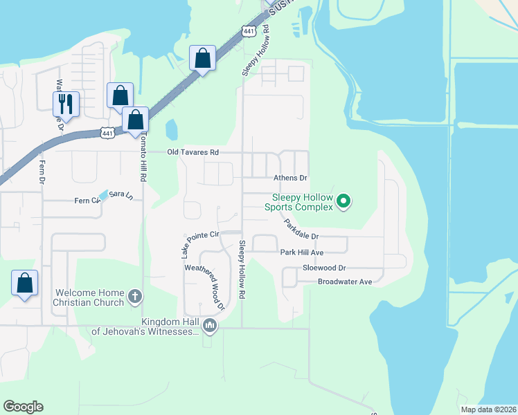 map of restaurants, bars, coffee shops, grocery stores, and more near 2615 Icabod Court in Leesburg