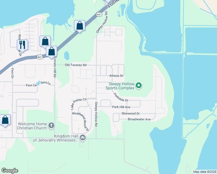map of restaurants, bars, coffee shops, grocery stores, and more near 2630 Icabod Court in Leesburg
