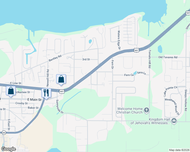 map of restaurants, bars, coffee shops, grocery stores, and more near 315 Nebraska Avenue in Leesburg