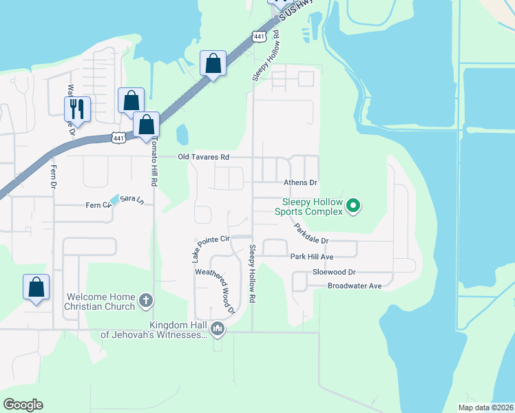 map of restaurants, bars, coffee shops, grocery stores, and more near 2604 Icabod Court in Leesburg